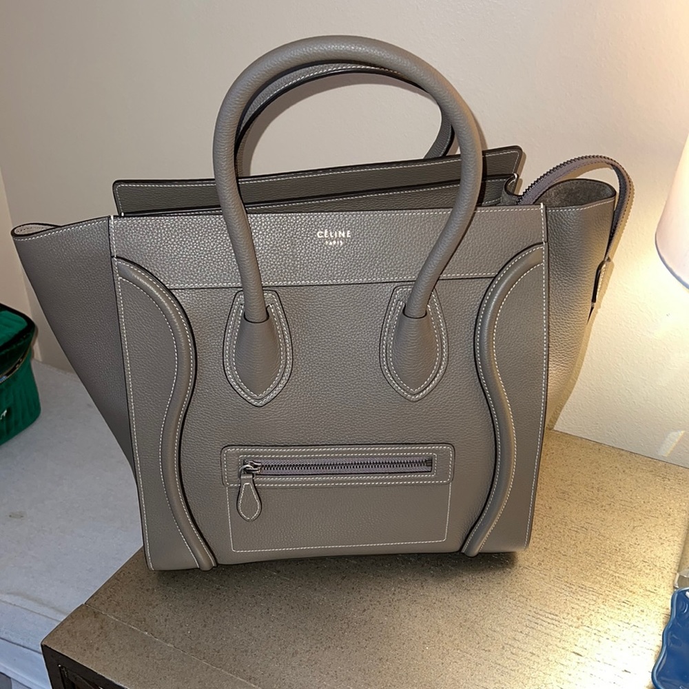 CELINE large gray luggage handbag